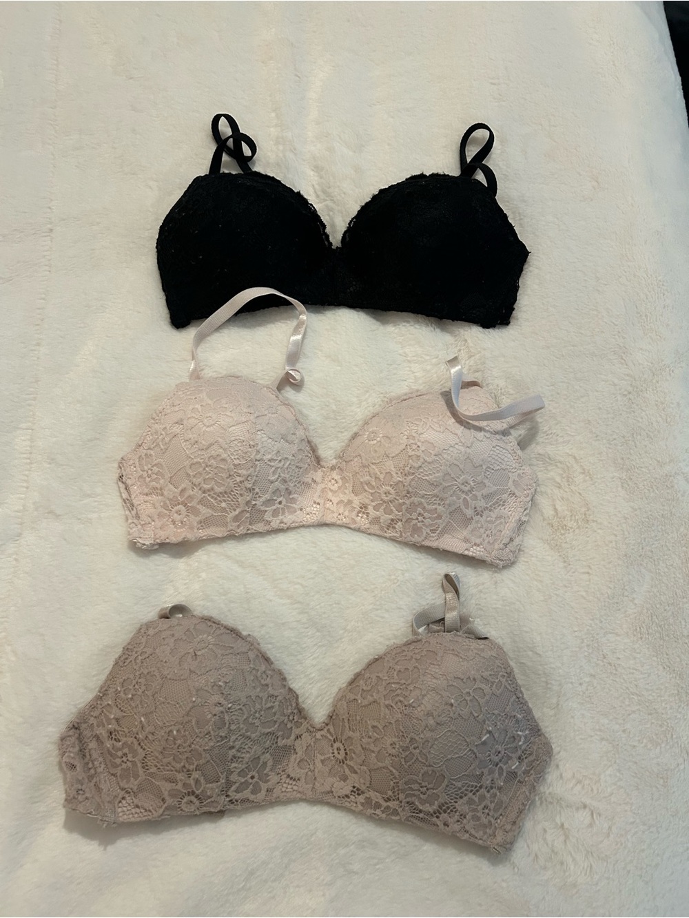 Lace Bra - Black, Light Pink, Taupe